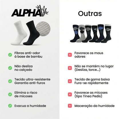 Meias Alphav de cano médio em fibra de bambu premium