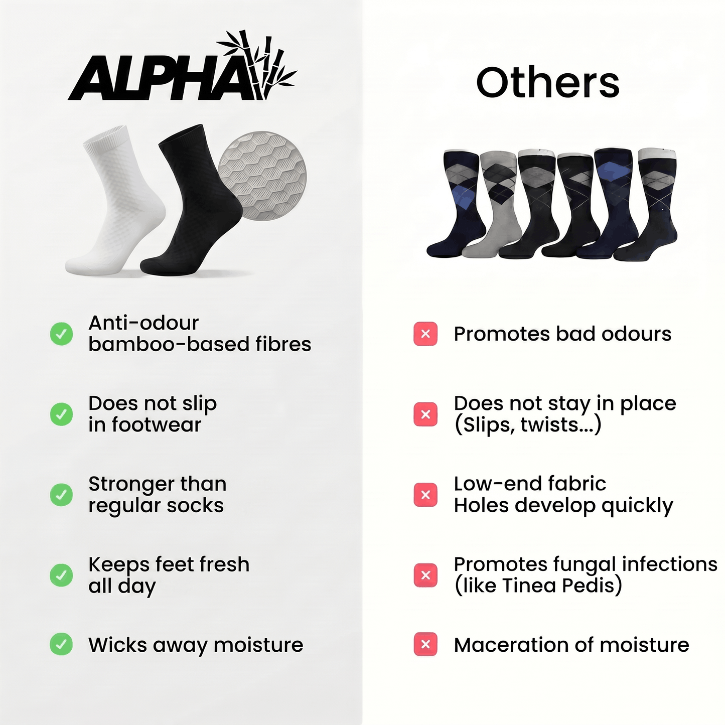 Alphav mid-calf socks in premium bamboo fibre